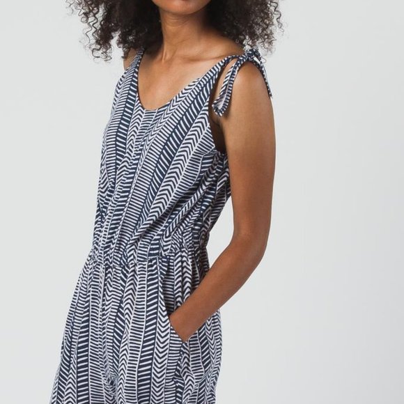 Natural By KNOWN SUPLY PETRA Organic Cotton Jumpsuit Romper (M) Lavender/Blue - Picture 2 of 10